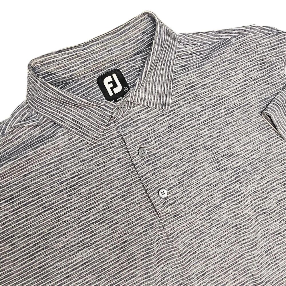 FootJoy Golf Polo Shirt Mens XLarge Gray Black Striped